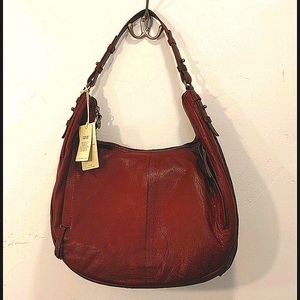 NWT Lucky Brand Leather EBON HOBO sugar red wine